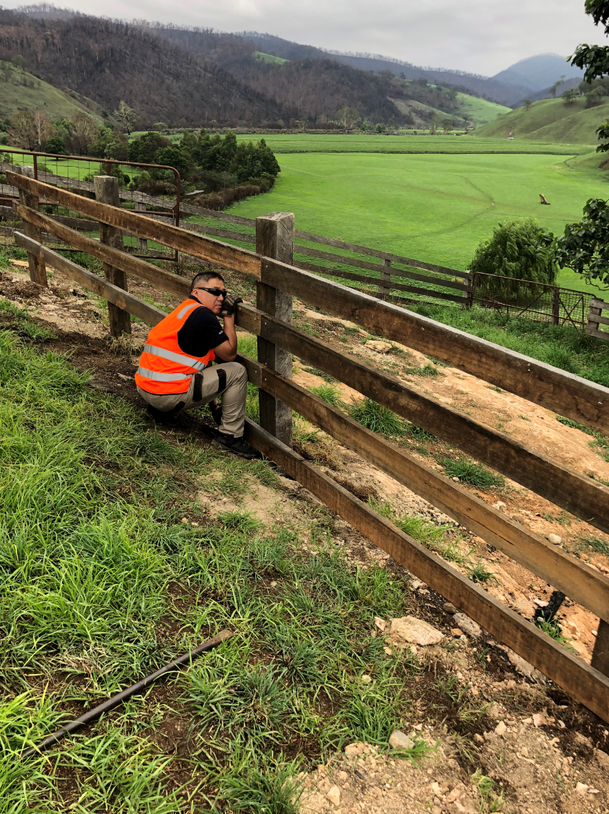 Jason positioning a rail 